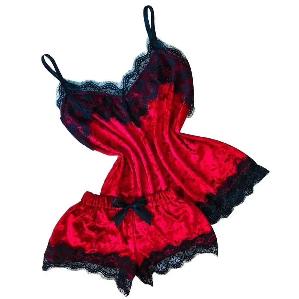KAELAH Pure Velvet Pajamas Set Women's Sexy Lingerie Sleepwear Nightwear Cute