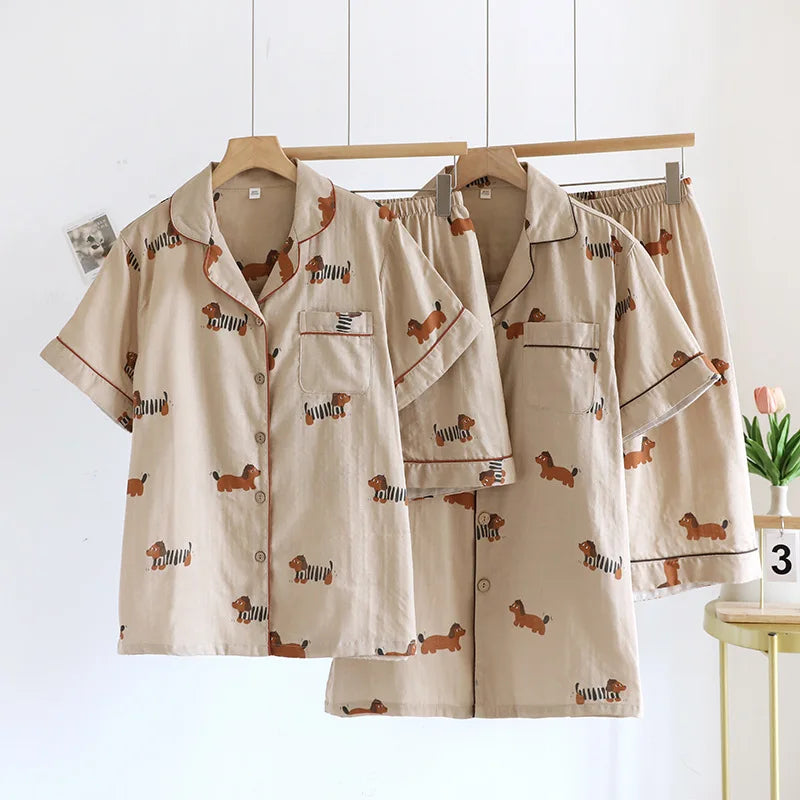 KAELAH Puppy Dog 100% Cotton Gauze Cute Print