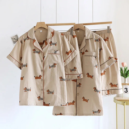 KAELAH Puppy Dog 100% Cotton Gauze Cute Print