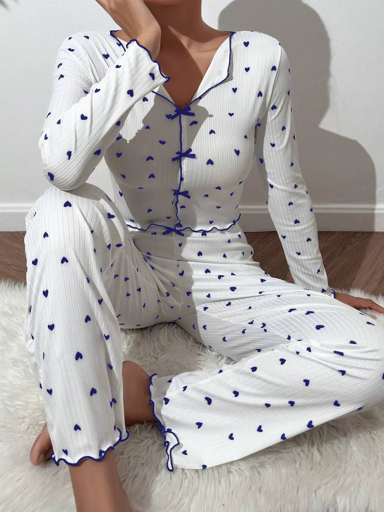 KAELAH Dots Sexy Fit Pajamas Set Home Suit Night Wear Sleepwear