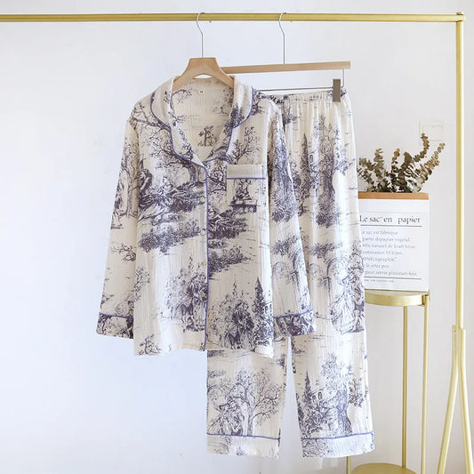 KAELAH Fashionable Printing Cotton Spring and Summer Women's Set
