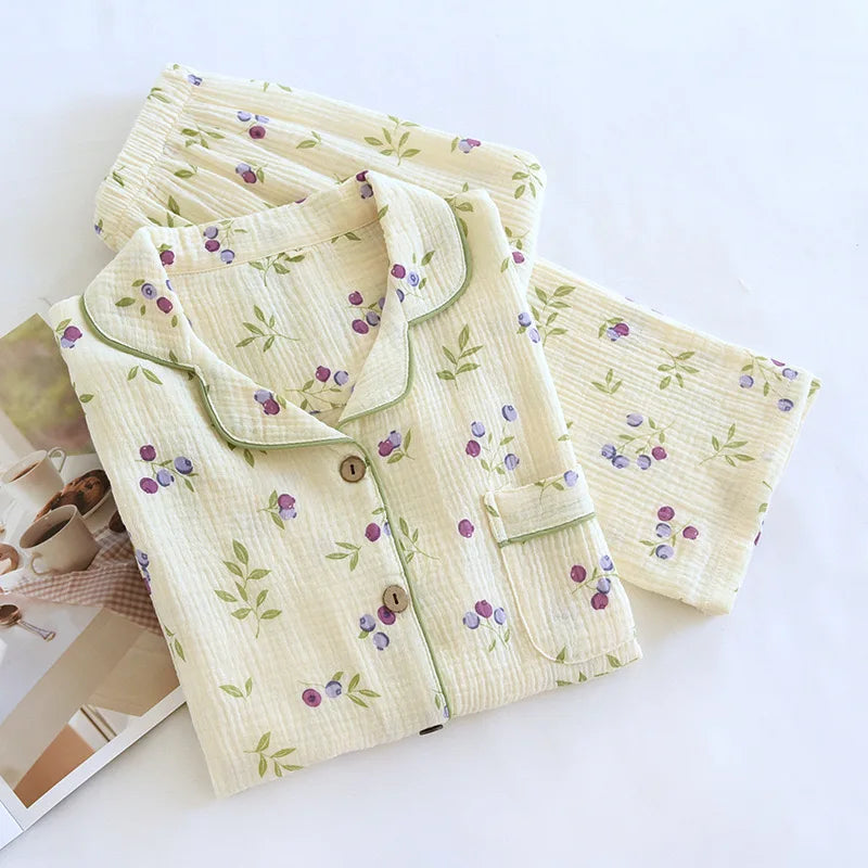 KAELAH Leaf Cotton Plus Pajamas Flower Printing Loungewear