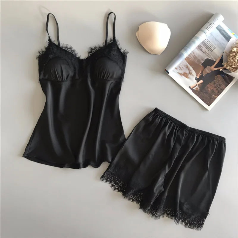 KAELAH set of sleepwear sexy, fashionable V-neck lace sleepwear
