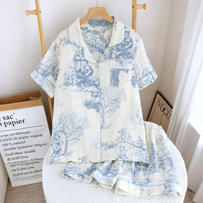 KAELAH Fashionable Printing Cotton Spring and Summer Women's Set