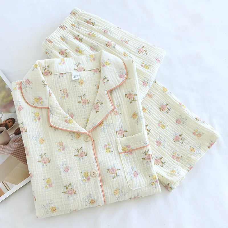KAELAH Leaf Cotton Plus Pajamas Flower Printing Loungewear