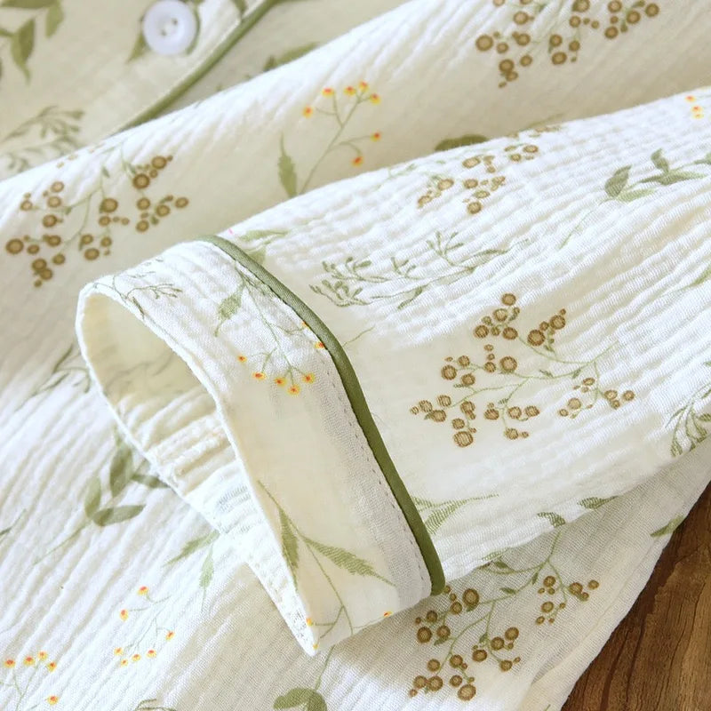 KAELAH Leaf Cotton Plus Pajamas Flower Printing Loungewear