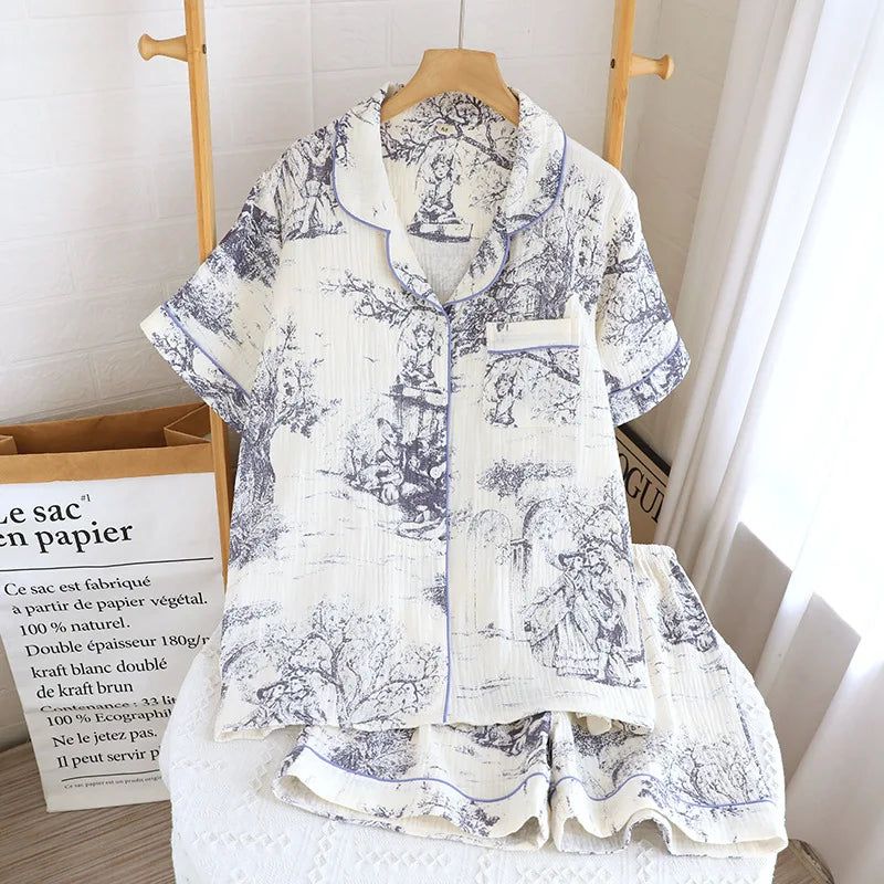KAELAH Fashionable Printing Cotton Spring and Summer Women's Set