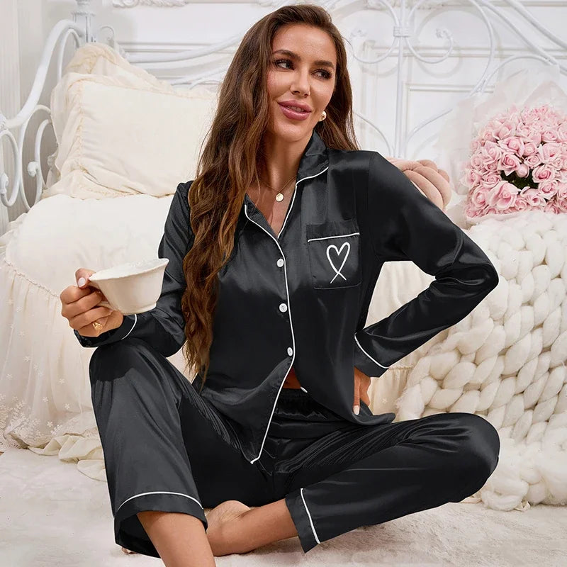 KAELAH Set Embroidery Victorian Pajama Long Sleeve Tops