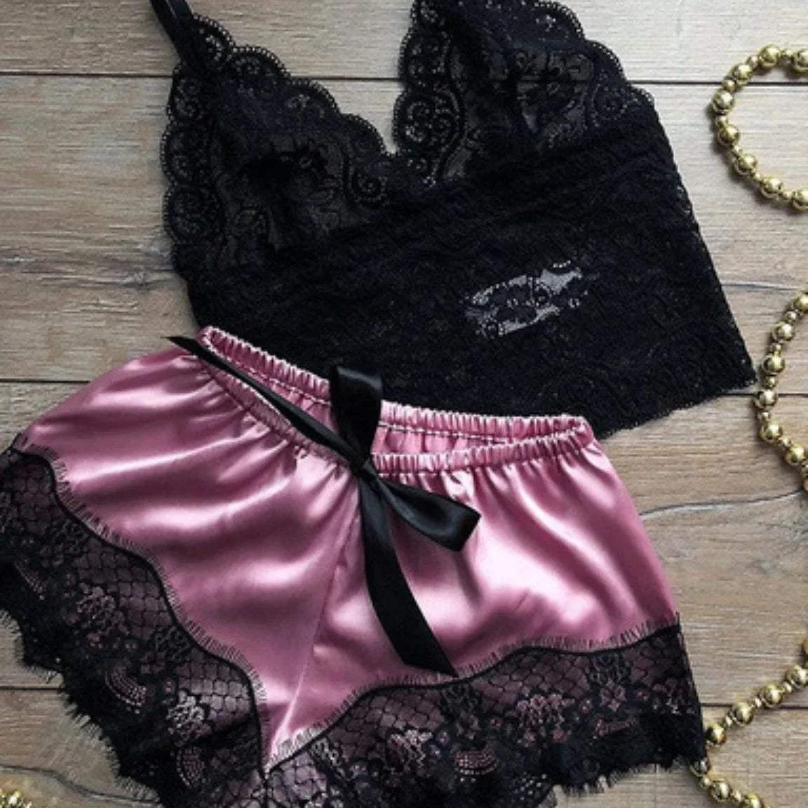 KAELAH Pajama Sets Sexy for Women 2 Pieces Top Shorts Set Sleepwear Lace