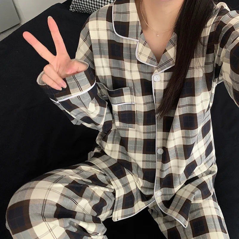 KAELAH Korean Pajamas Homewear Set Girls Long-Sleeved Pajamas Senior