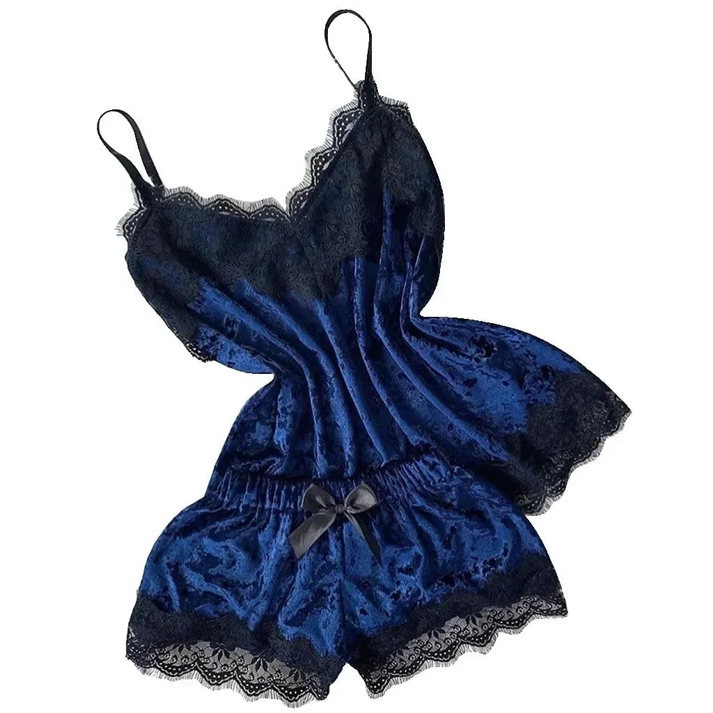KAELAH Pure Velvet Pajamas Set Women's Sexy Lingerie Sleepwear Nightwear Cute