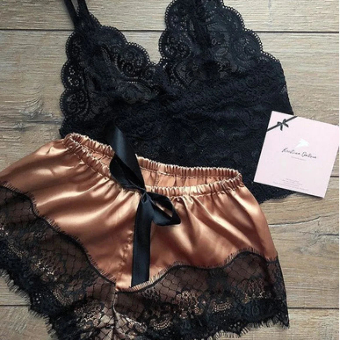 KAELAH Pajama Sets Sexy for Women 2 Pieces Top Shorts Set Sleepwear Lace