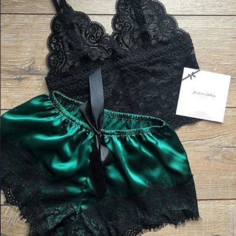 KAELAH Pajama Sets Sexy for Women 2 Pieces Top Shorts Set Sleepwear Lace