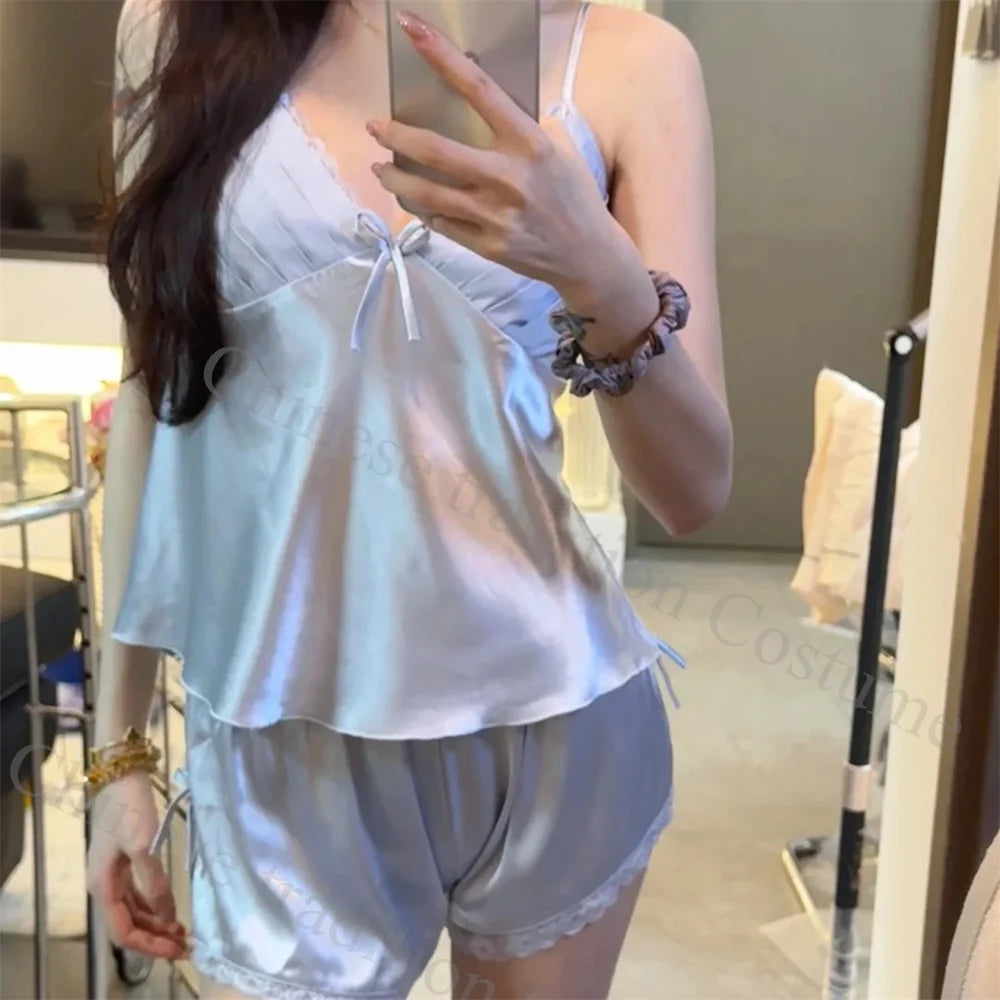 KAELAH New Cami Top&shorts Sexy Lace Trim Pajamas Nightwear Lady's Lingerie Attractive
