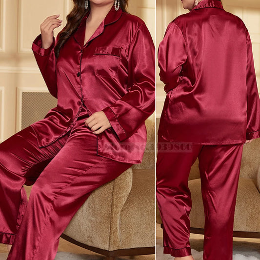 KAELAH Summer Silk Satin Sleepwear Trouser Pijamas Suit Loungewear