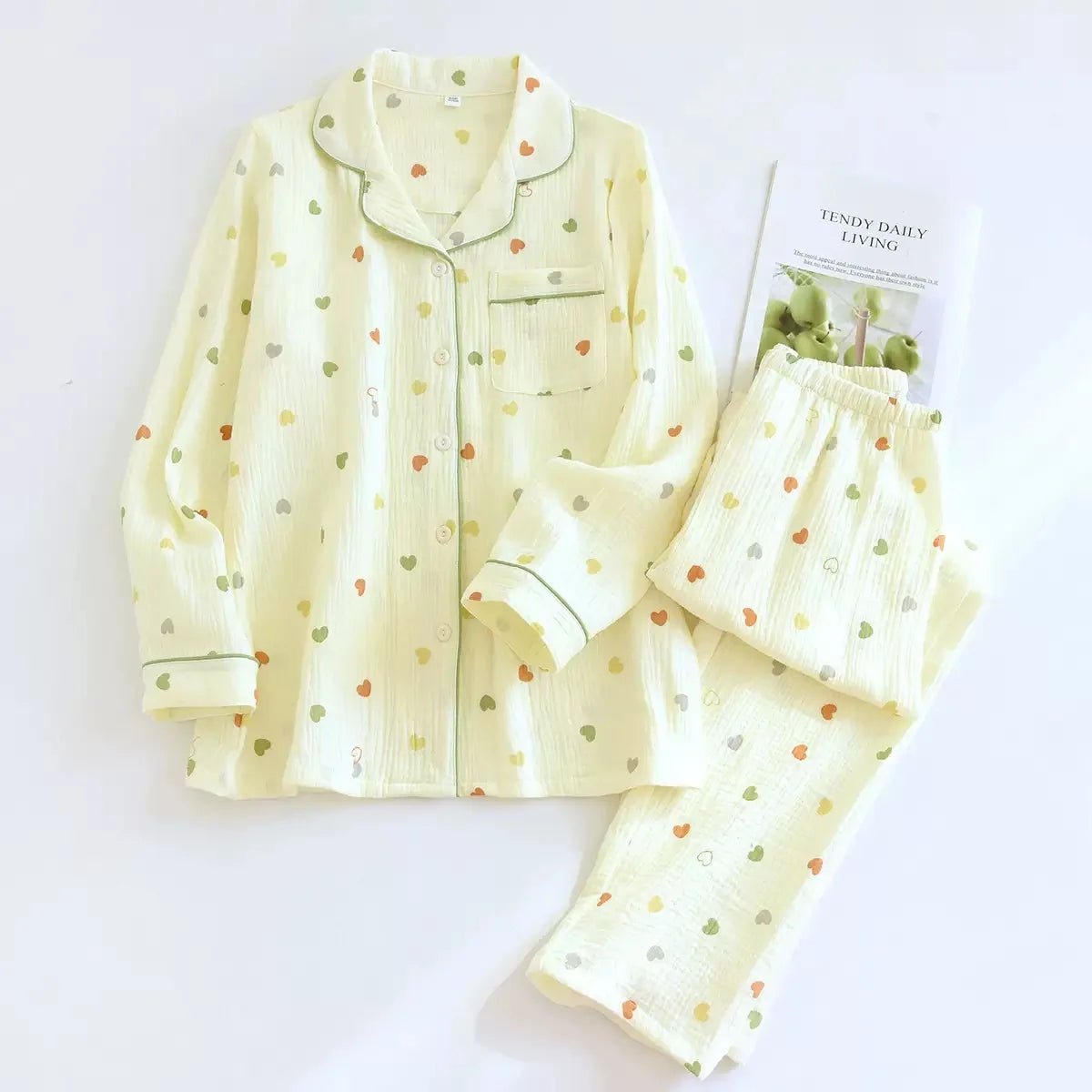 KAELAH Leaf Cotton Plus Pajamas Flower Printing Loungewear