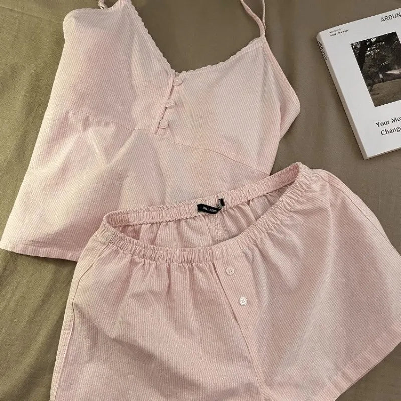 KAELAH New Cotton Sleepwear Women's Summer Short Sleeved Shorts Cute