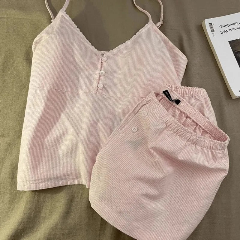 KAELAH New Cotton Sleepwear Women's Summer Short Sleeved Shorts Cute