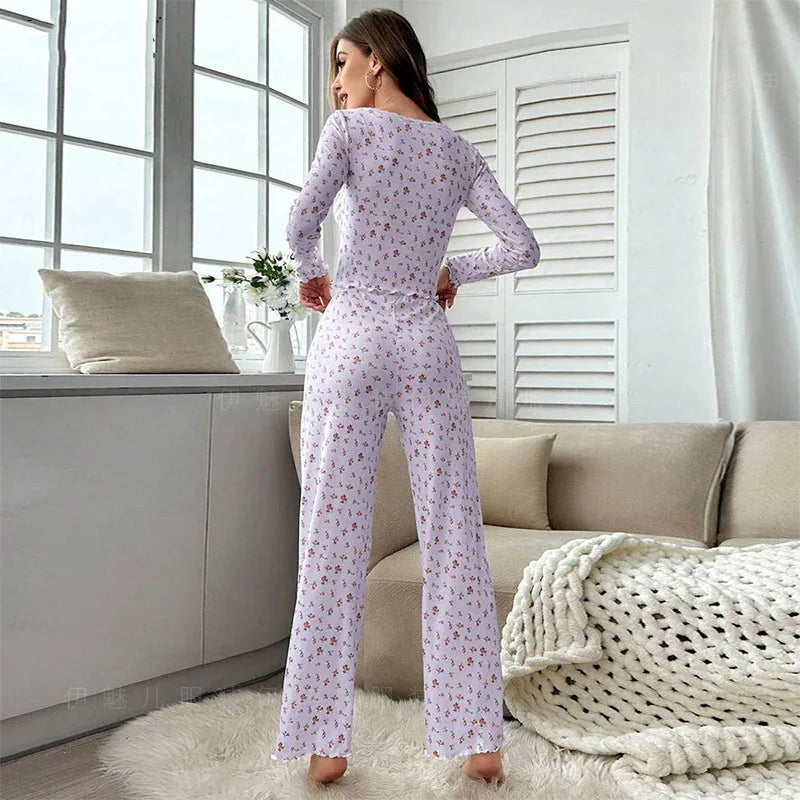 KAELAH Soft Comfortable sexy Floral Print Pajama Set