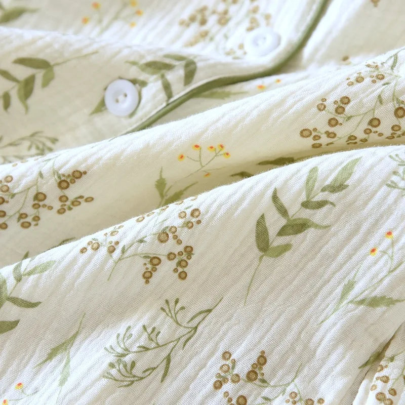 KAELAH Leaf Cotton Plus Pajamas Flower Printing Loungewear