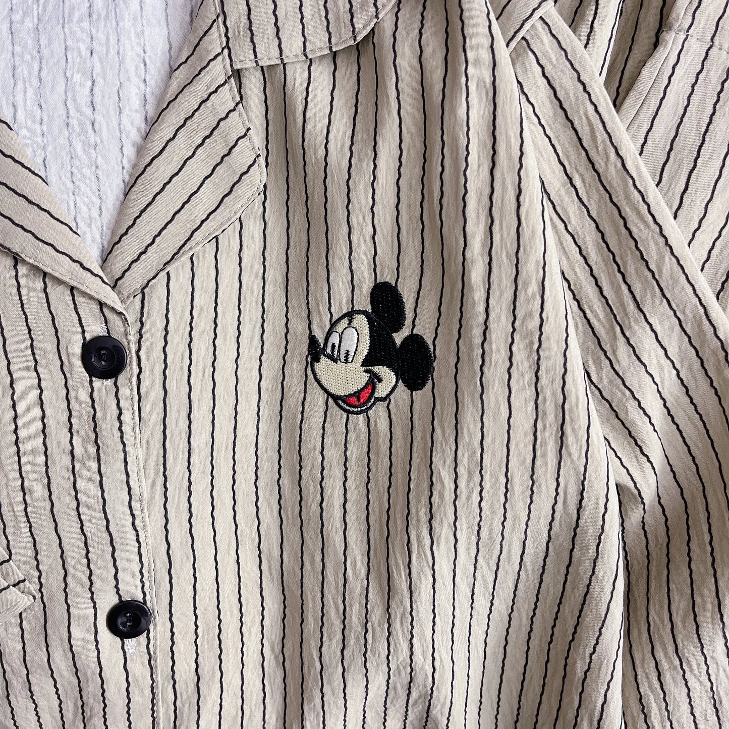 KAELAH Mickey Mouse Strip Print Woman's Pajamas Set Autumn Winter Loungewear