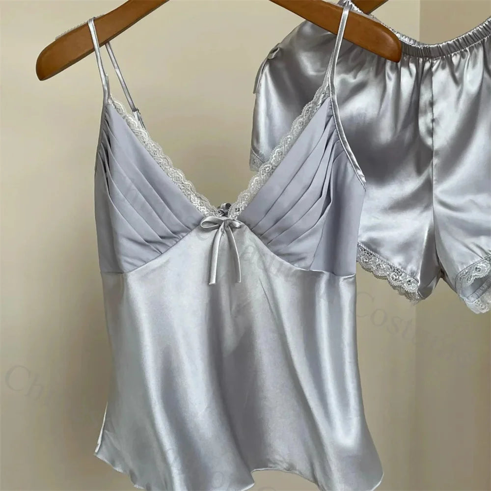 KAELAH New Cami Top&shorts Sexy Lace Trim Pajamas Nightwear Lady's Lingerie Attractive