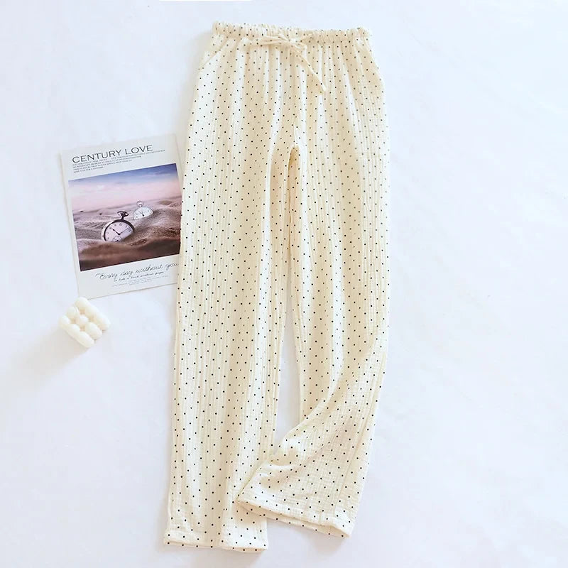 KAELAH Cotton Gauze Pajamas Polka Dot Print Sleepwear Lady