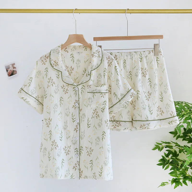 KAELAH Strawberry print cotton short-sleeved shorts suit