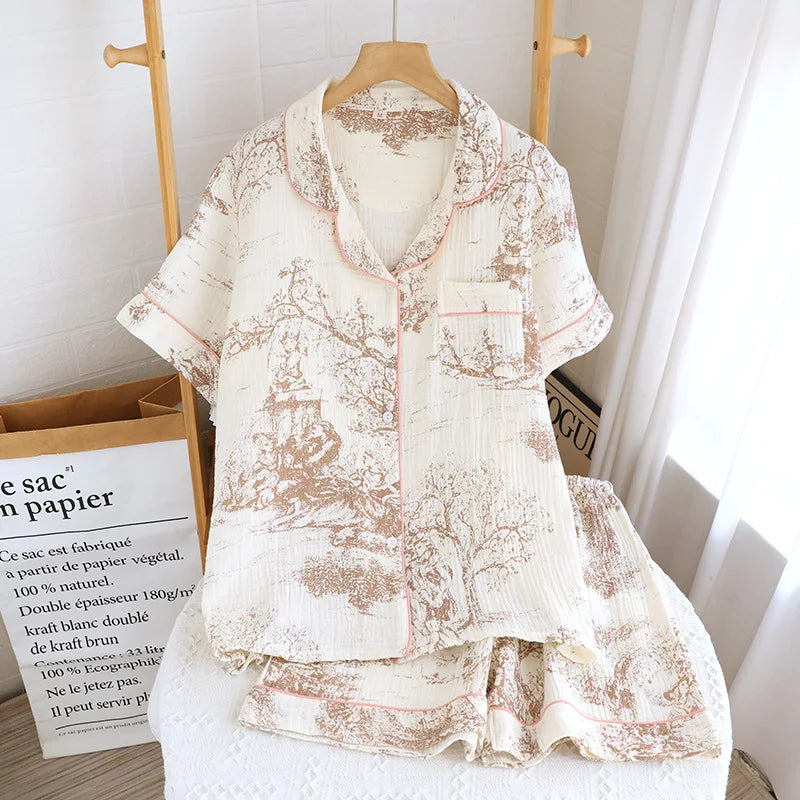 KAELAH Fashionable Printing Cotton Spring and Summer Women's Set