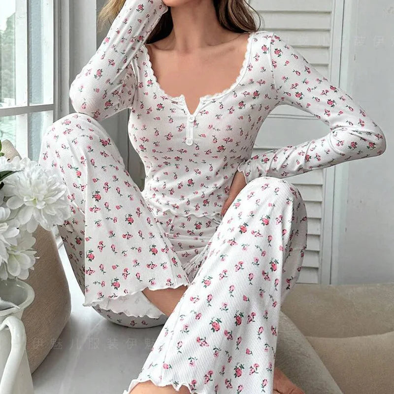 KAELAH Soft Comfortable sexy Floral Print Pajama Set
