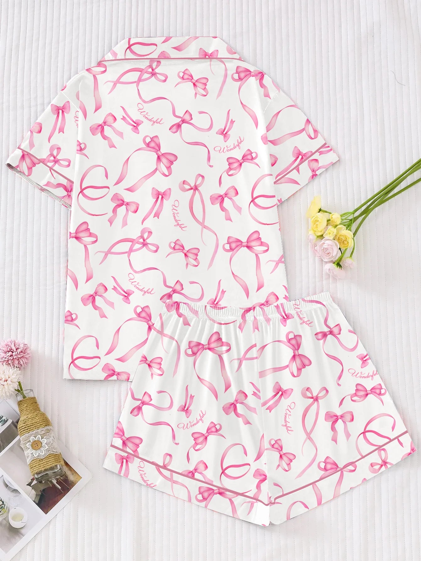 KAELAH Bow Size Spring and Summer Two-Piece Comfortable Tie Print