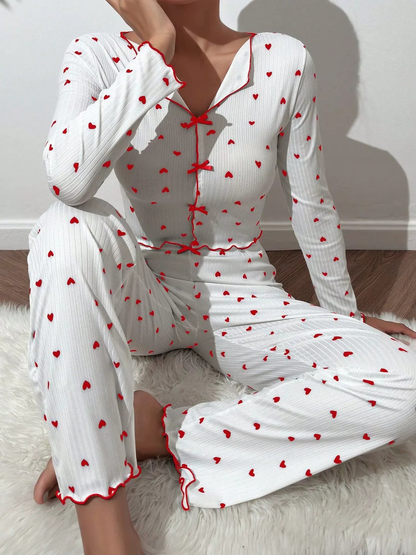 KAELAH Dots Sexy Fit Pajamas Set Home Suit Night Wear Sleepwear