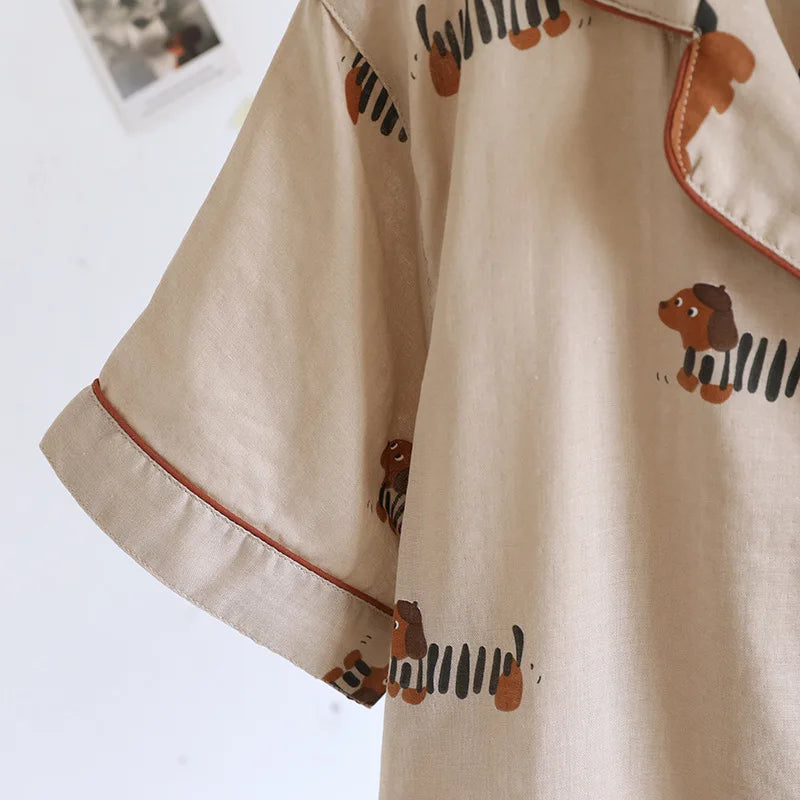 KAELAH Puppy Dog 100% Cotton Gauze Cute Print
