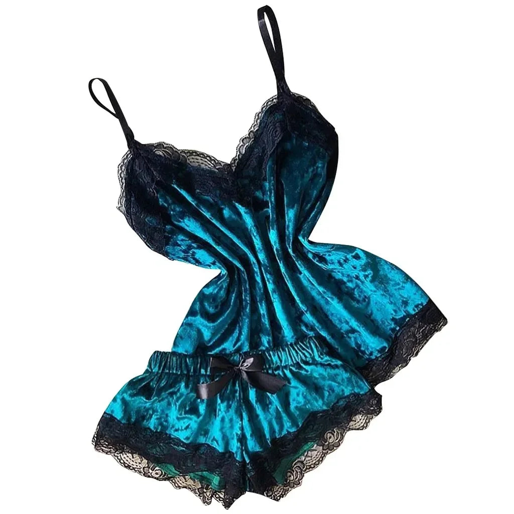 KAELAH Pure Velvet Pajamas Set Women's Sexy Lingerie Sleepwear Nightwear Cute