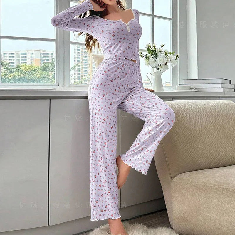 KAELAH Soft Comfortable sexy Floral Print Pajama Set