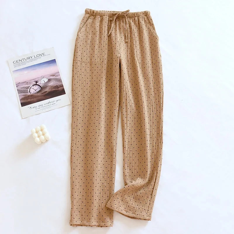 KAELAH Cotton Gauze Pajamas Polka Dot Print Sleepwear Lady