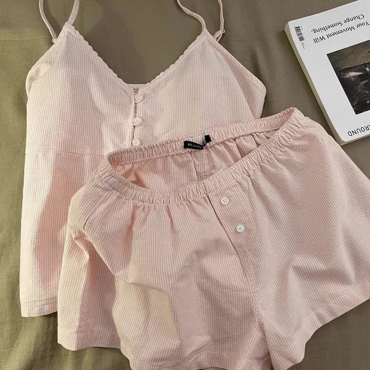 KAELAH New Cotton Sleepwear Women's Summer Short Sleeved Shorts Cute
