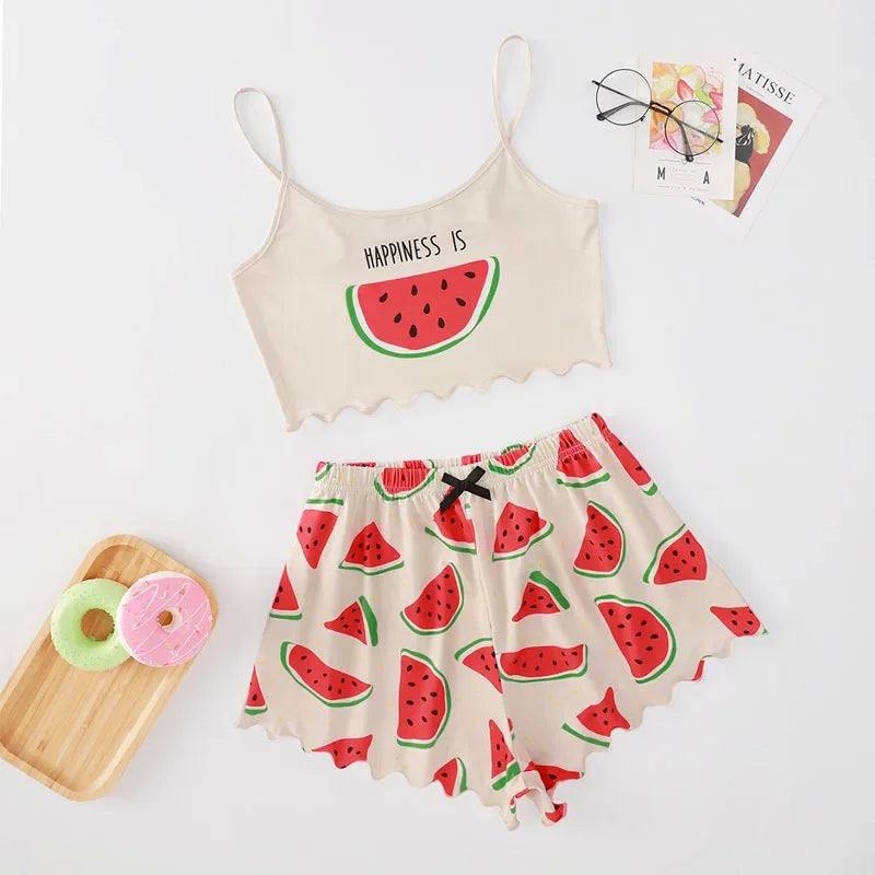 KAELAH Watermelon Lettuce Women Pajama Set Sleeveless