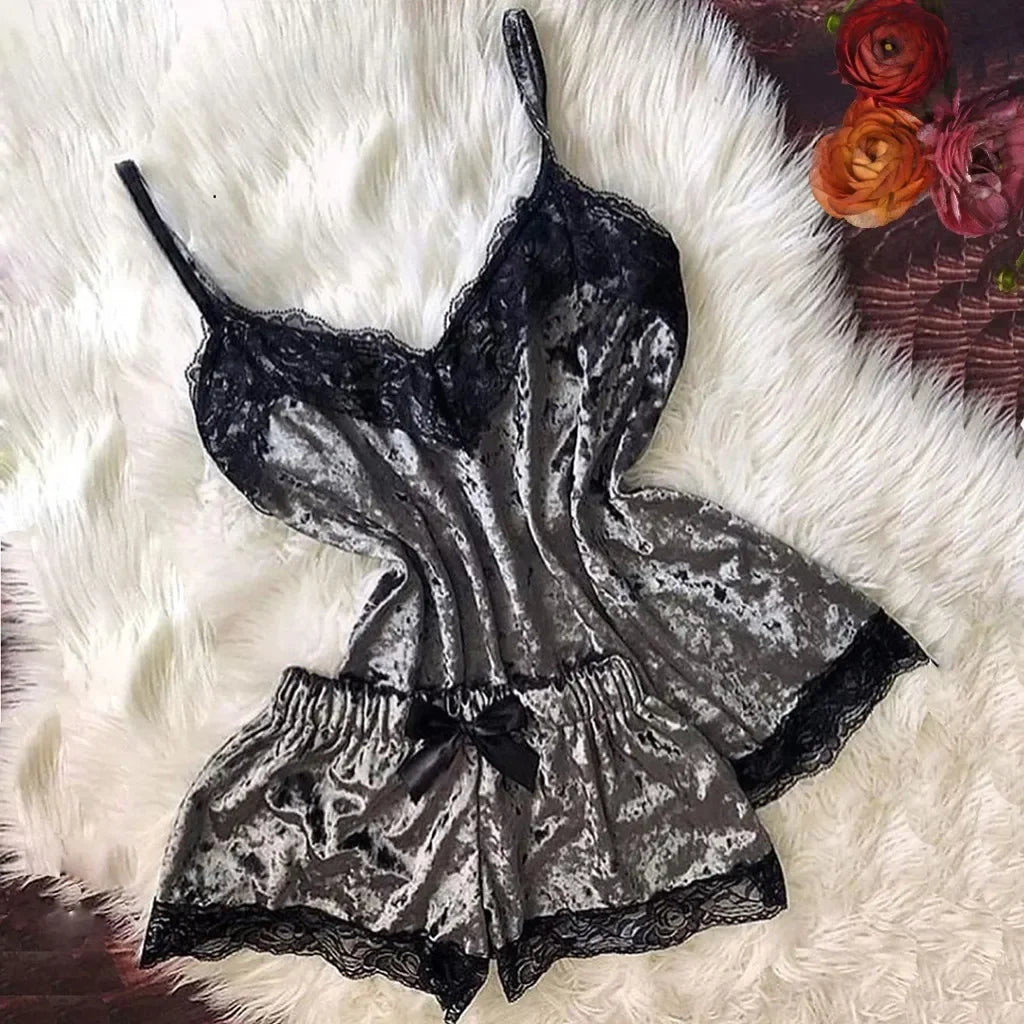 KAELAH Pure Velvet Pajamas Set Women's Sexy Lingerie Sleepwear Nightwear Cute