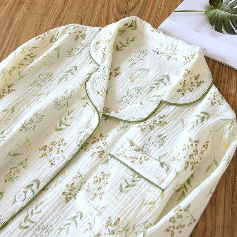KAELAH Leaf Cotton Plus Pajamas Flower Printing Loungewear